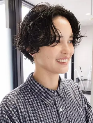 ショート 小顔矯正/レイヤー 透明感カラー✨生真のヘアスタイル