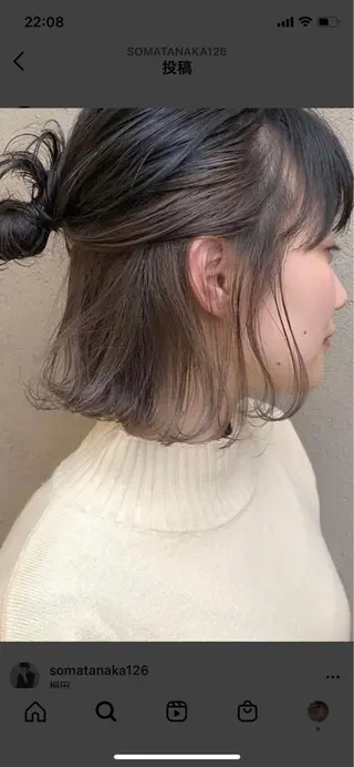 ミディアム カラー 艶カラー　宮﨑 蒼のヘアスタイル