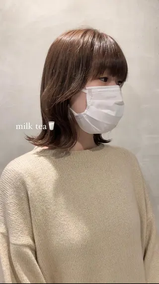 ミディアム カラー メンズ 落合希 Olivebeigeのヘアスタイル