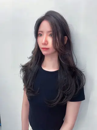 ロング カラー ヘアアレンジ レイヤー/髪質改善 縮毛/ハッシュカットのヘアスタイル