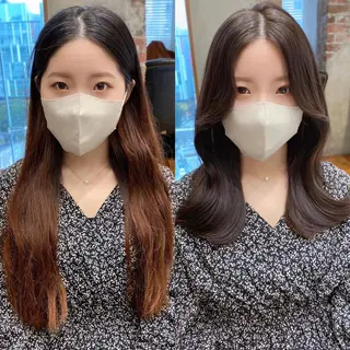 ミディアム カラー 顔まわりカット🌟 くびれヘア/寺門遥輝のヘアスタイル
