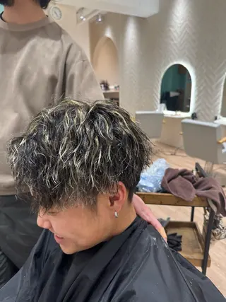 カラー パーマ メンズ 河添 麗菜のヘアスタイル
