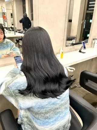 セミロング カラー パーマ ヘアアレンジ メンズ キッズ 🦋韓国レイヤー｜ 透明感グレージュ🦋のヘアスタイル