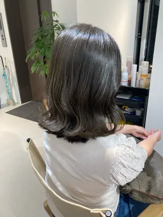 ミディアム ✨色持ちの良い艶 カラー✨蟹江真世のヘアスタイル