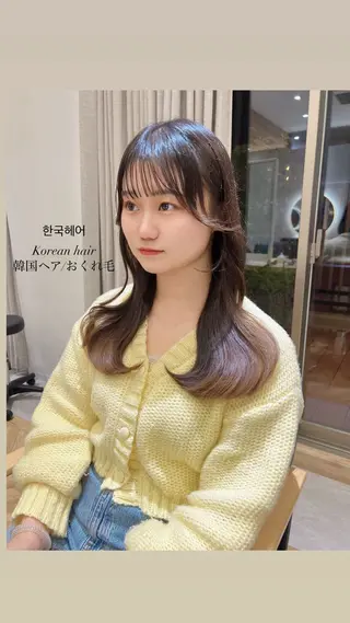 ロング カラー 韓国🇰🇷レイヤー 映える顔周り🩷のヘアスタイル