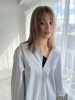 ロング 小顔レイヤー×コンパ クトボブ/林隆平のヘアスタイル