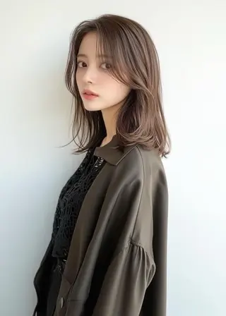 セミロング カラー 縮毛矯正 特化生田のヘアスタイル