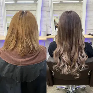 ロング カラー ヘアアレンジ アイブロウ LAVENDIA 初音のヘアスタイル