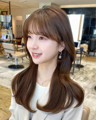 ロング カラー 顔まわりカット🌟 くびれヘア/寺門遥輝のヘアスタイル