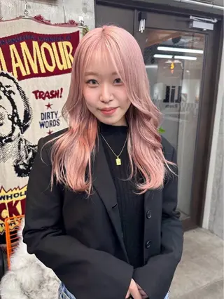 セミロング カラー ヘアアレンジ TAKUMAブリーチ /切りっぱなし🪽のヘアスタイル