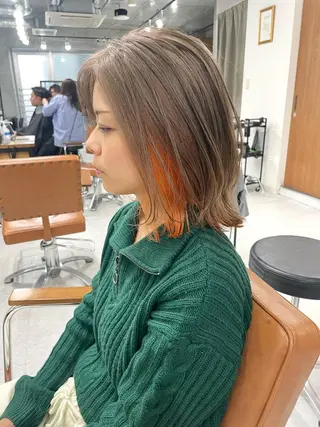 セミロング カラー ヘアアレンジ 🌷FUKA🌷 まろやかハイトーンのヘアスタイル