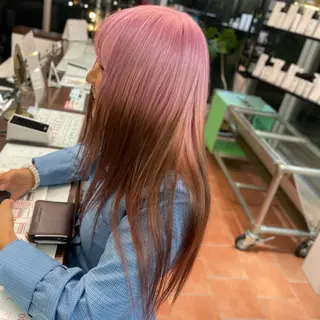ロング カラー ⭐️韓国ブリーチ 顔周りカット⭐️のヘアスタイル