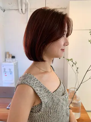 ミディアム カラー 落合希 Olivebeigeのヘアスタイル