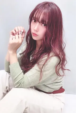 セミロング カラー パーマ ヘアアレンジ EIGHTSOL博多 筑紫口店 溝口里穂のヘアスタイル
