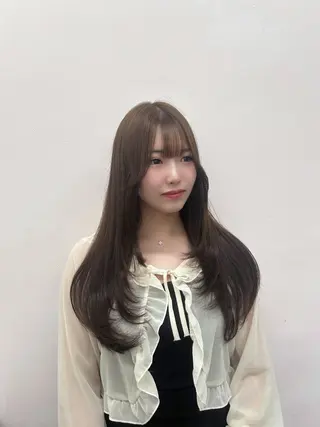 ロング カラー パーマ ヘアアレンジ メンズ ブリーチなしカラー/ ブラウン/レイヤーのヘアスタイル