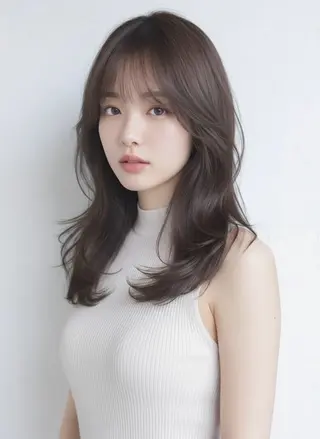セミロング カラー 赤み消し韓国ヘア レイヤー縮毛🤍渡邉のヘアスタイル