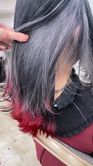 ミディアム カラー インナーカラー 推し ブリーチ  髪質改善のヘアスタイル