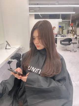 ロング カラー パーマ ヘアアレンジ メンズ キッズ ブリーチなしカラー/ ブラウン/レイヤーのヘアスタイル