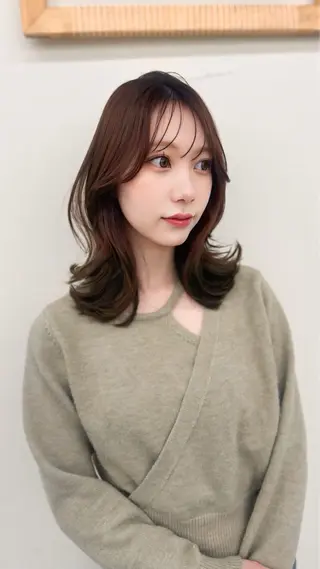 セミロング カラー ワンホン×髪質改善 つのーか🩶‪🫧のヘアスタイル
