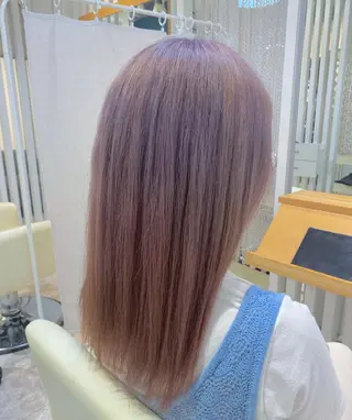 ロング カラー 酸性ストレート/ブリ ーチなしWカラー河本のヘアスタイル