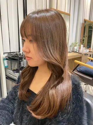 セミロング カラー ヘアアレンジ 一箭 恵梧/ロングヘアのヘアスタイル