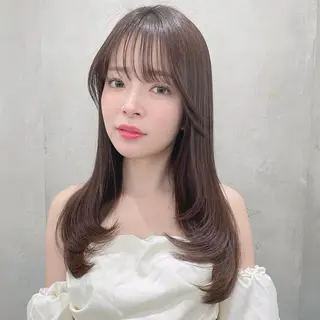 セミロング 山本翔一郎 韓国顔周りレイヤーのヘアスタイル