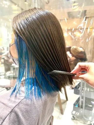 ミディアム カラー ヘアアレンジ 🌈インナーカラー ‘ショウマ’🌈のヘアスタイル
