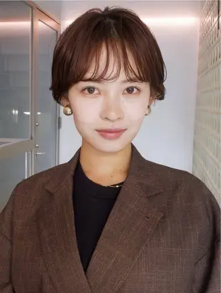 ショート 小顔矯正/レイヤー 透明感カラー✨生真のヘアスタイル