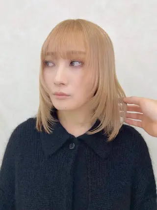 セミロング カラー 髪質改善ストレート髪 質改善カラー特化中崎のヘアスタイル