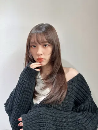 ロング 縮毛矯正 髪質改善 韓国風レイヤー 吉田のヘアスタイル