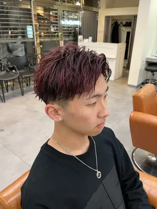 カラー メンズ フェザーパーマメンズ ツイスパ京都駅前のヘアスタイル