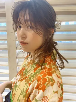 ミディアム ヘアアレンジ ぱつっとボブ/ 小野あかねのヘアスタイル