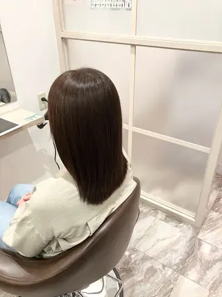 ミディアム カラー パーマ ブリーチ&ストレート 長谷川勇人のヘアスタイル
