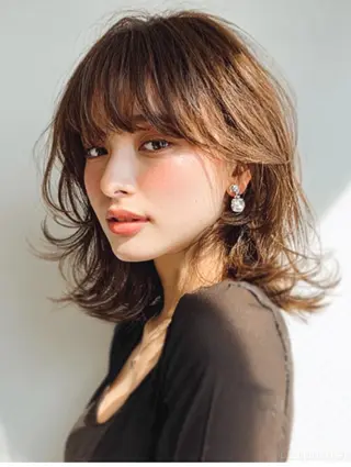 ミディアム 絶対可愛い暖色カラー 🌷うる艶🌷結奈✨のヘアスタイル