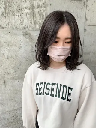 ミディアム カラー ミルクティーベージュ ブリーチ 店長 清水のヘアスタイル
