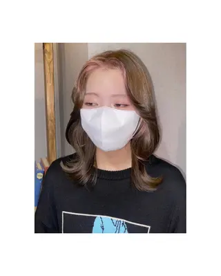 セミロング カラー ヘアアレンジ 🎀レイヤーカット/ 艶カラー/ﾕｶ🎀のヘアスタイル