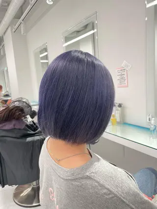ショート カラー 縮毛矯正× ブルーブラック/池袋のヘアスタイル