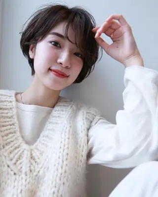 ショート カラー パーマ ヘアアレンジ トップスタイリスト 💙藤原 純のヘアスタイル