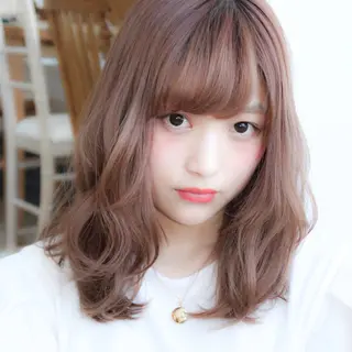 ミディアム カラー パーマ ヘアアレンジ 髪質改善/韓国風 レイヤー/田村祐樹のヘアスタイル