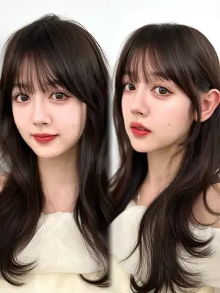 セミロング 前髪顔まわりカット 🌈中村海聖のヘアスタイル
