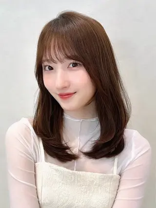 セミロング カラー パーマ kazuki【顔周り ×レイヤーカット】のヘアスタイル