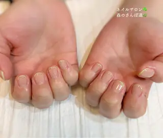 ネイル ショートネイル 森のさんぽ道のネイルデザイン