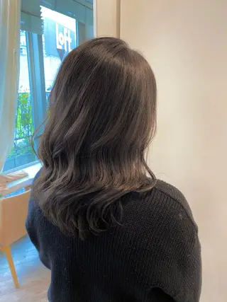 セミロング カラー 顔まわりカット🌟 くびれヘア/寺門遥輝のヘアスタイル