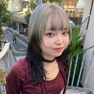 セミロング カラー ヘアアレンジ ボブハイトーン🦖 デザインMAMIのヘアスタイル