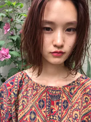 ミディアム カラー ショート・ボブ ・ウルフ✂︎IMAIのヘアスタイル