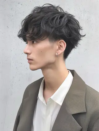 ショート パーマ メンズ ナチュラル×色気パ ーマ 渋谷/マナミのヘアスタイル