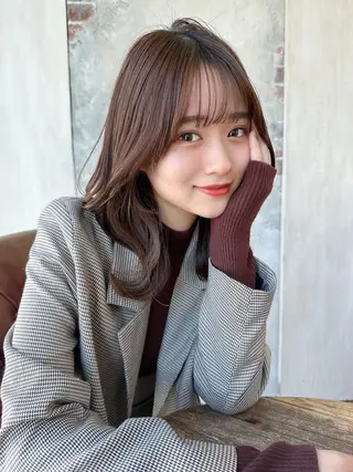 ミディアム カラー 顔周り/くびれヘア 韓国ヘア💕風間るなのヘアスタイル