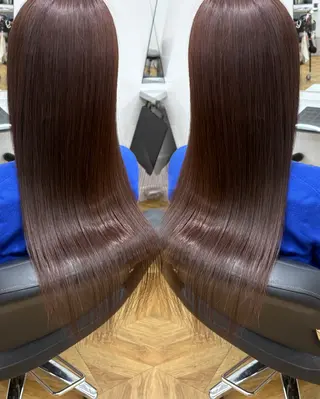 ロング 小顔カット/美髪矯正 /透明感カラー🫧のヘアスタイル