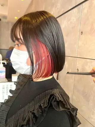 ミディアム カラー ヘアアレンジ ネイル 🌈インナーカラー ‘ショウマ’🌈のヘアスタイル