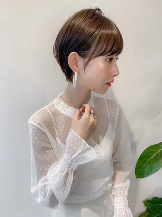 ショート カラー レイヤーボブ縮毛矯正 韓国RINAのヘアスタイル